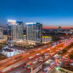 Conoco Phillips buildings in Energy Corridor District photographed at night.